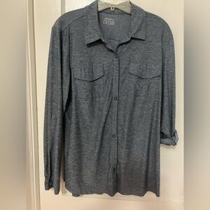 Eddie Bauer Blue heathered Women's Shirt Blouse Vented size xl
